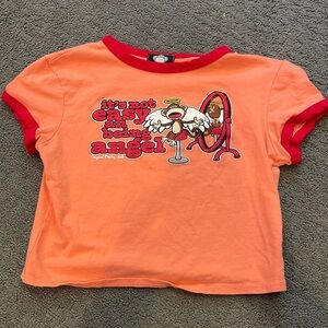 bobby jack y2k orange and red crop top